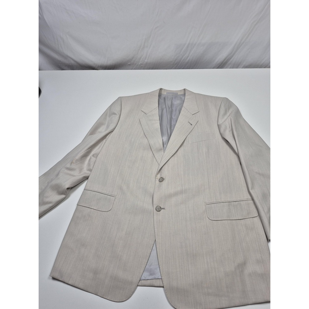 Sartoriale Suit Jacket Mens L Beige Wool Silk Classic 2 Button Sport Coat FLAW